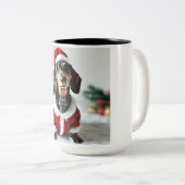 Black Tandan Modachshund Hund Gesicht Santa Dackel Zweifarbige Tasse (VorderseiteRechts)