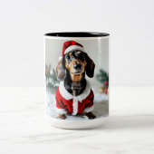 Black Tandan Modachshund Hund Gesicht Santa Dackel Zweifarbige Tasse (Mittel)