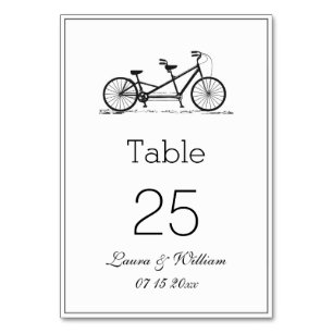Black Tandem Bike Wedding Tischnummer Cards