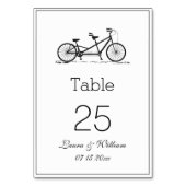 Black Tandem Bike Wedding Tischnummer Cards (Rückseite)