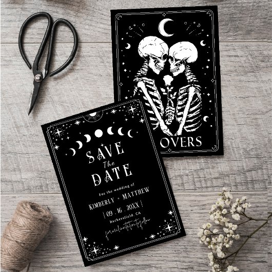 Black Tarot Goth Save the Date Hochzeit Einladung