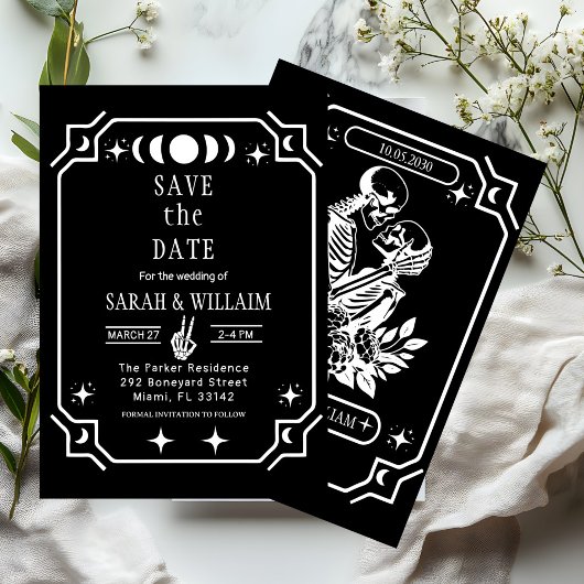 black tarot Goth save the date wedding Invitation Einladung