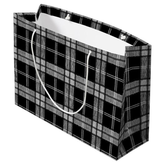 Black Tartan Große Geschenktüte (Rückseite Schrägansicht)
