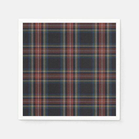 Black Tartan Standard Cocktail Serviette (Vorderseite)
