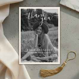 Black Tassel Senior Photo High School Graduation  Dankeskarte