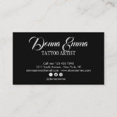 Black Tattoo artists photo script typography Visitenkarte (Rückseite)
