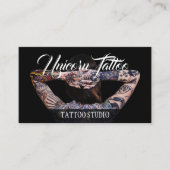 Black Tattoo artists photo script typography Visitenkarte (Vorderseite)