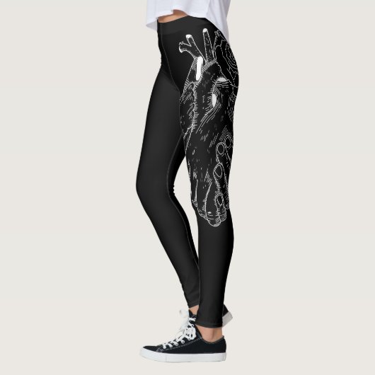 Black Tattoo Modern Sketch Sport Gym Leggings (Links)