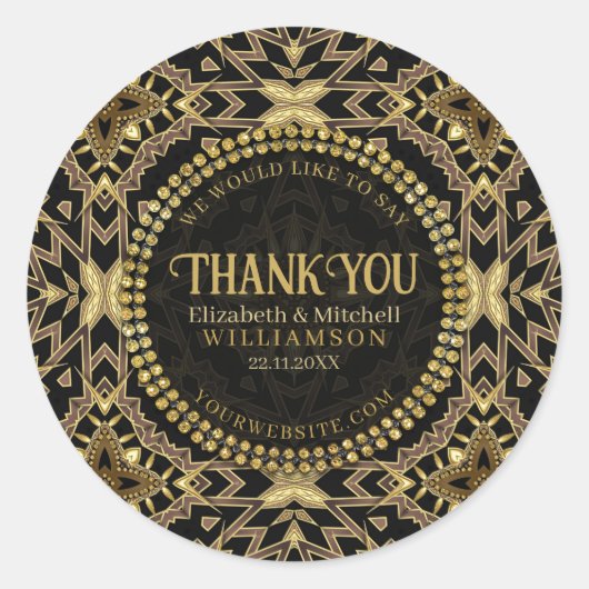 Black+ Taupe Gold Modernes Art Deco Runder Aufkleber (Vorderseite)