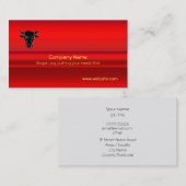 Black Taurus Bull auf Rot-Chrom-Look Effekt Visitenkarte (Vorne/Hinten)