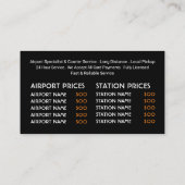 Black Taxi, Preisliste Visitenkarte (Rückseite)