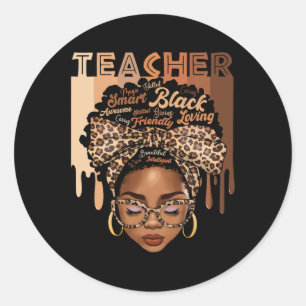 Black Teacher Magic Black History Montag Afro Hair Runder Aufkleber