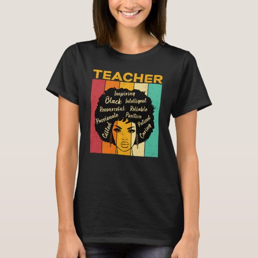 Black Teacher Smart African American Educator Afro T-Shirt (Vorderseite)