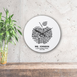 Black Teacher Wertschätzung Typograhy Apple Große Wanduhr