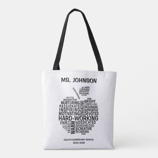 Black Teacher Wertschätzung Typograhy Apple Tasche (Rückseite)