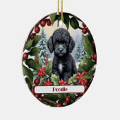 Black Teacup Poodle Puppy Custom Weihnachten Keramik Ornament (Rechts)