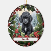 Black Teacup Poodle Puppy Custom Weihnachten Keramik Ornament (Links)