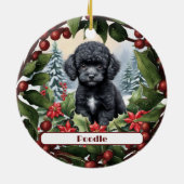 Black Teacup Poodle Puppy Custom Weihnachten Keramik Ornament (Hinten)