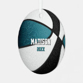 black teal team colors keepsake basketball ornament aus metall (Vorderseite links)