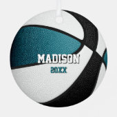 black teal team colors keepsake basketball ornament aus metall (Rückseite)