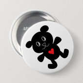 Black Teddy Bear Liebe Button (Vorne & Hinten)