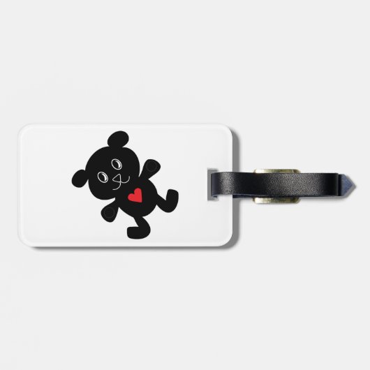 Black Teddy Bear Liebe Gepäckanhänger (Rückseite horizontal)
