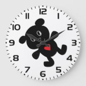 Black Teddy Bear Liebe Große Wanduhr (Vorderseite)