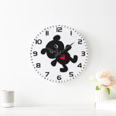 Black Teddy Bear Liebe Große Wanduhr