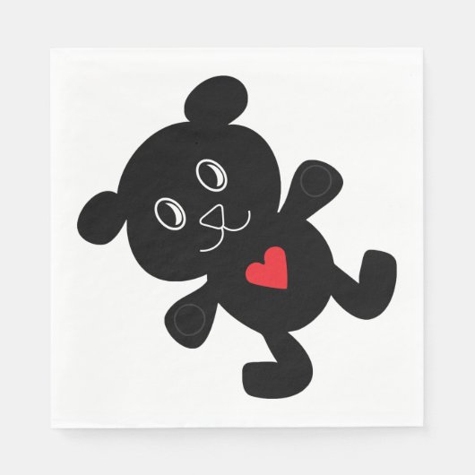 Black Teddy Bear Liebe Serviette (Vorderseite)