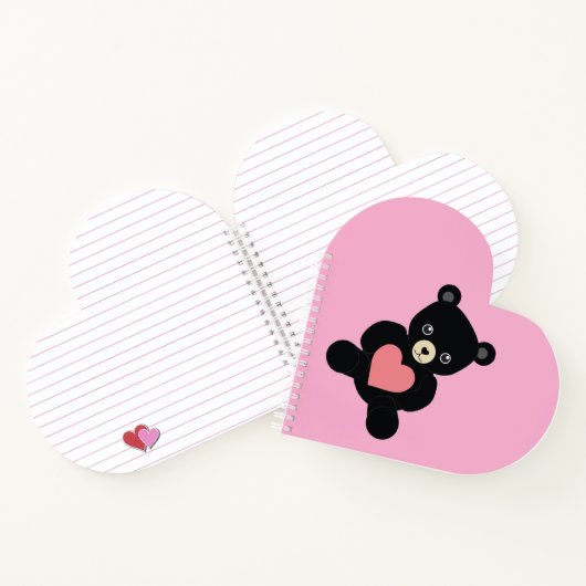 Black Teddy Bear mit Heart Notebook Notizblock (Innenseite)