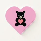 Black Teddy Bear mit Heart Notebook Notizblock (Rückseite)