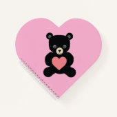 Black Teddy Bear mit Heart Notebook Notizblock (Vorderseite)