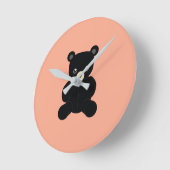Black Teddy Bear Round Clock Runde Wanduhr (Winkel)
