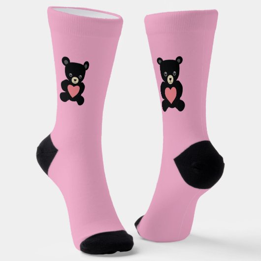 Black Teddy Bear Valentine's Day Socks Socken (Gewinkelt)