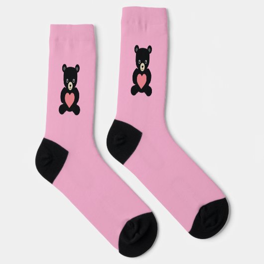 Black Teddy Bear Valentine's Day Socks Socken (Rechts)