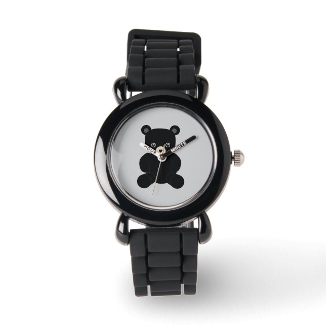 Black Teddy Bear Watch Armbanduhr (Vorderseite)