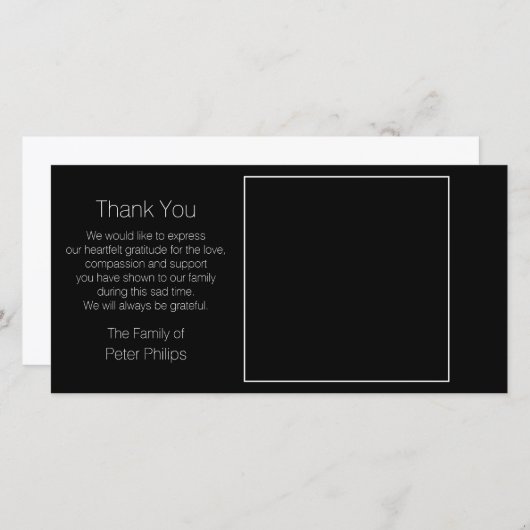 Black Template Beileid Vielen Dank mit weißem Rand Dankeskarte (Vorne/Hinten)