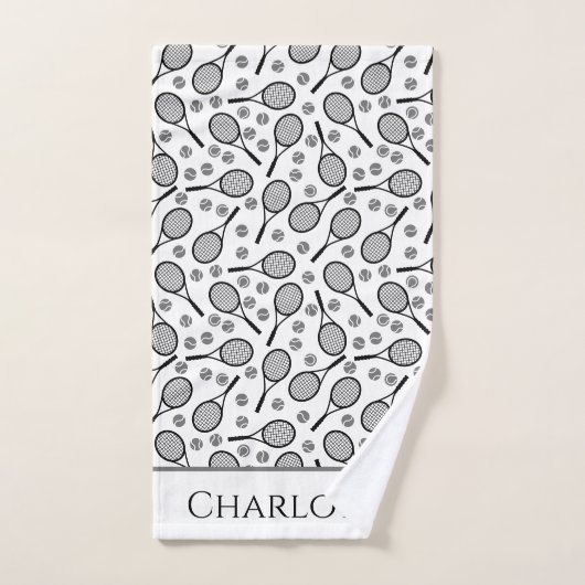 Black Tennis Rackets und Gray Balls Einfache Klass Badhandtuch Set (Handtuch)