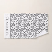 Black Tennis Rackets und Gray Balls Einfache Klass Badhandtuch Set (Handtuch)