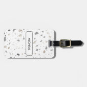 Black Terrazzo Pattern Texture Gepäckanhänger (Vorderseite horizontal)