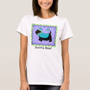 Black Terrier Dog Lila Green Custom Scottie Mama T-Shirt