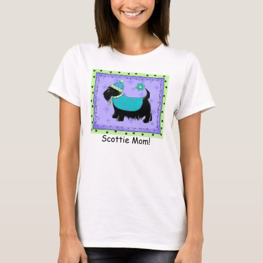 Black Terrier Dog Lila Green Custom Scottie Mama T-Shirt (Vorderseite)