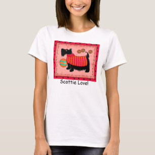 Black Terrier Dog Red Coral Custom Scottie Liebe T-Shirt