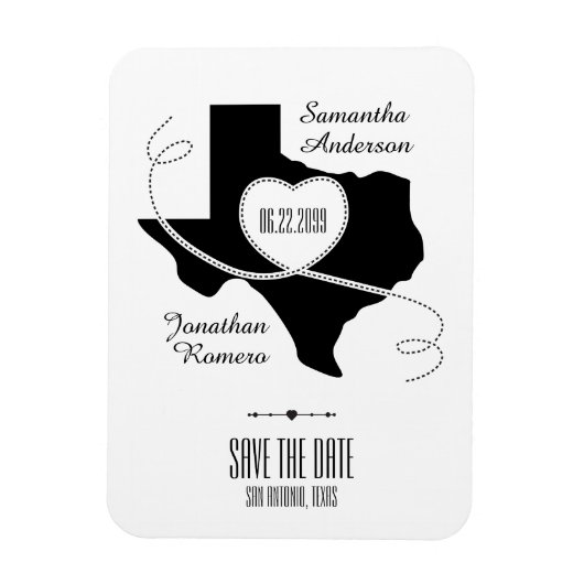 Black Texas Curling Ribbon Save the Date Magnet (Vertikal)