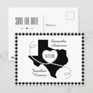 Black Texas Curling Ribbon Save the Date Postcard Postkarte