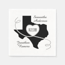 Black Texas Curling Ribbon Wedding Date Serviette