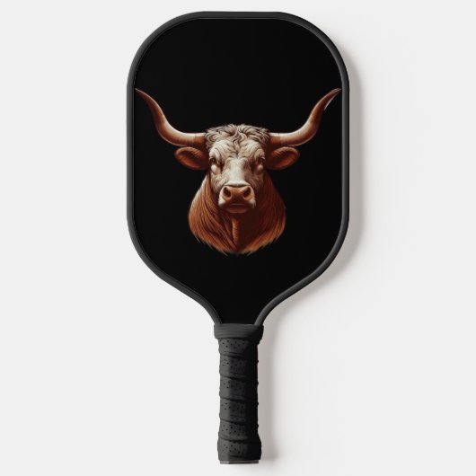 Black Texas longhorn Pickleball Schläger (Vorderseite)
