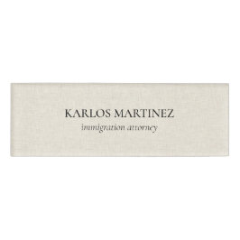 Black Text On Beige Linen Immigration Attorney Namenschild