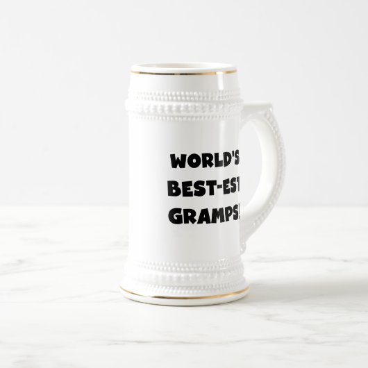 Black Text World's Best Gramps Geschenke Bierglas (VorderseiteRechts)