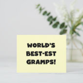 Black Text World's Best Gramps Geschenke Postkarte (Stehend Vorderseite)